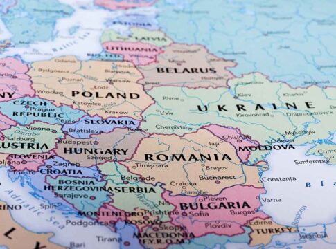 Map of Eastern European countries with labels and borders.