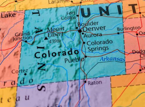 Map of Colorado and surrounding states.