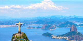 Christ the Redeemer overlooking Rio de Janeiro harbor.