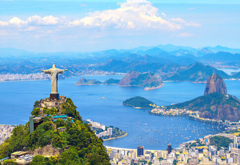Christ the Redeemer overlooking Rio de Janeiro harbor.