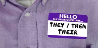 Hello, my pronouns are they/them/their name tag.