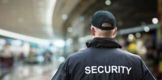 Security officer inside a shopping mall.