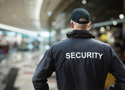 Security officer inside a shopping mall.