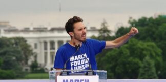 Person speaking at March For Our Lives rally.