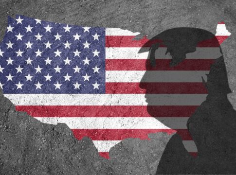 United States map with shadow silhouette overlay